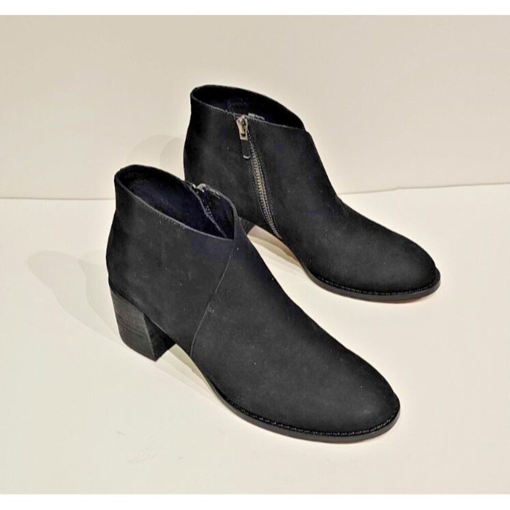 Eileen Fisher Womens Melrose Ankle Boots Block Heel Black Nubuck SIZE 6.5